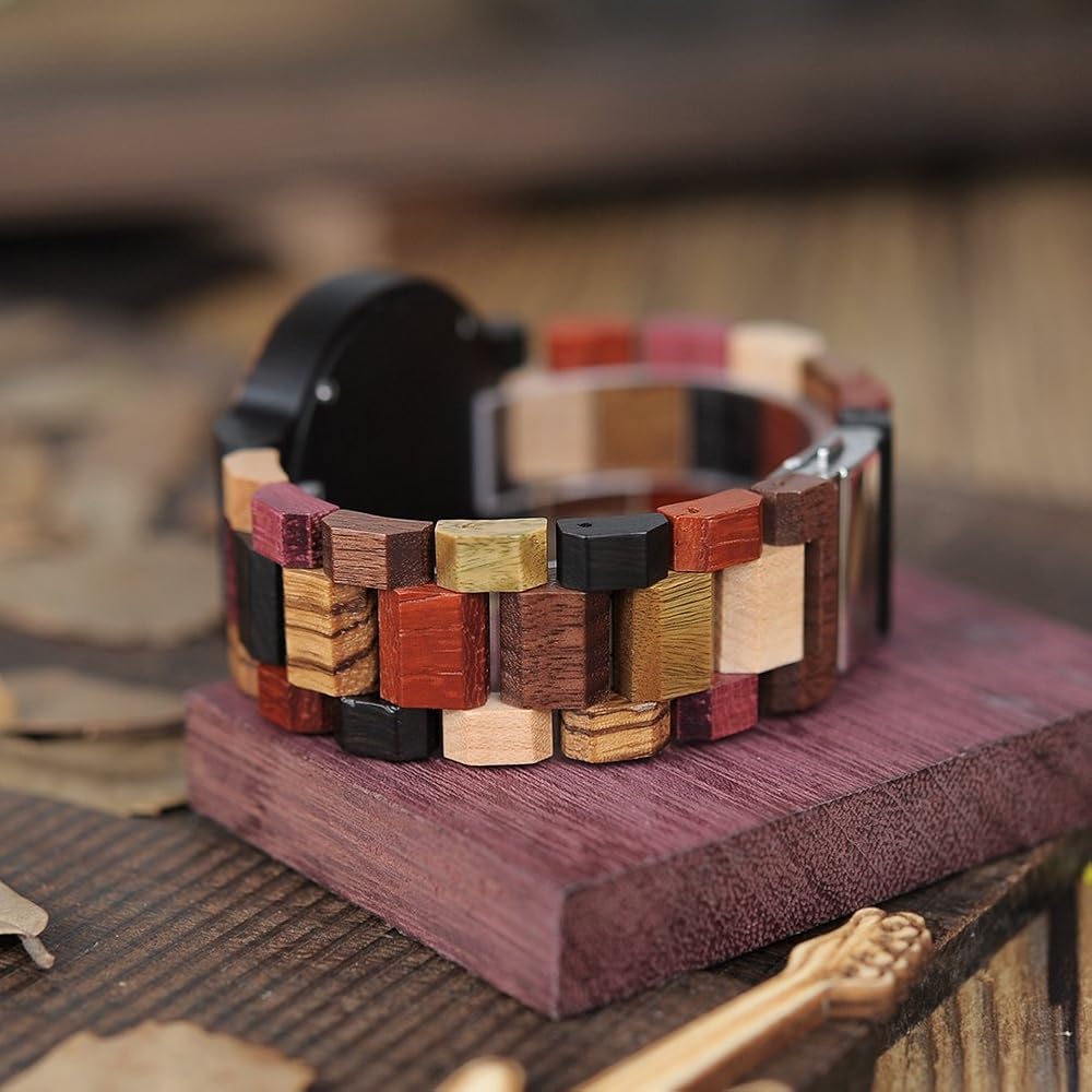 Bobo Bird Wooden Multi-Function Quartz Watch Colorful Handmade Sports Chronograph for Men and Women