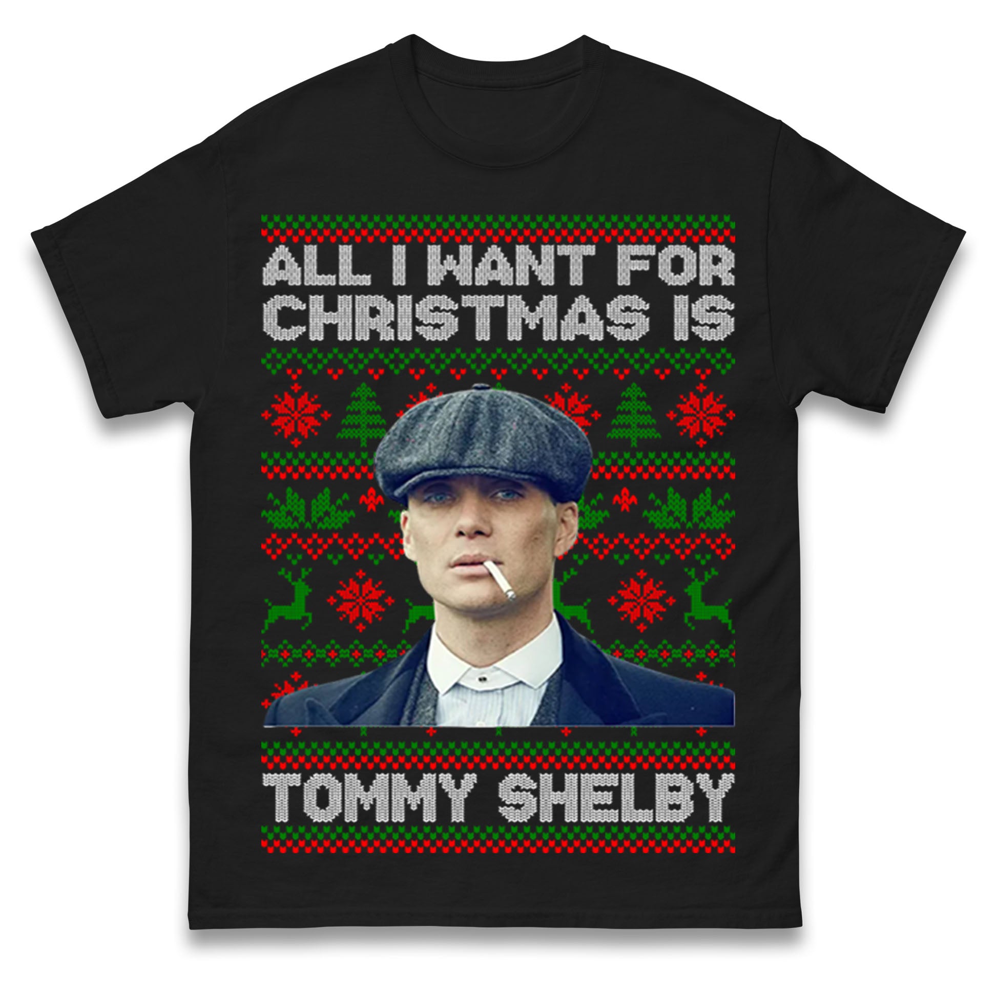 Tommy Shelby Peaky Blinders Christmas T Shirt Tshirt Mens Womens Unisex Tops Tees 3XL