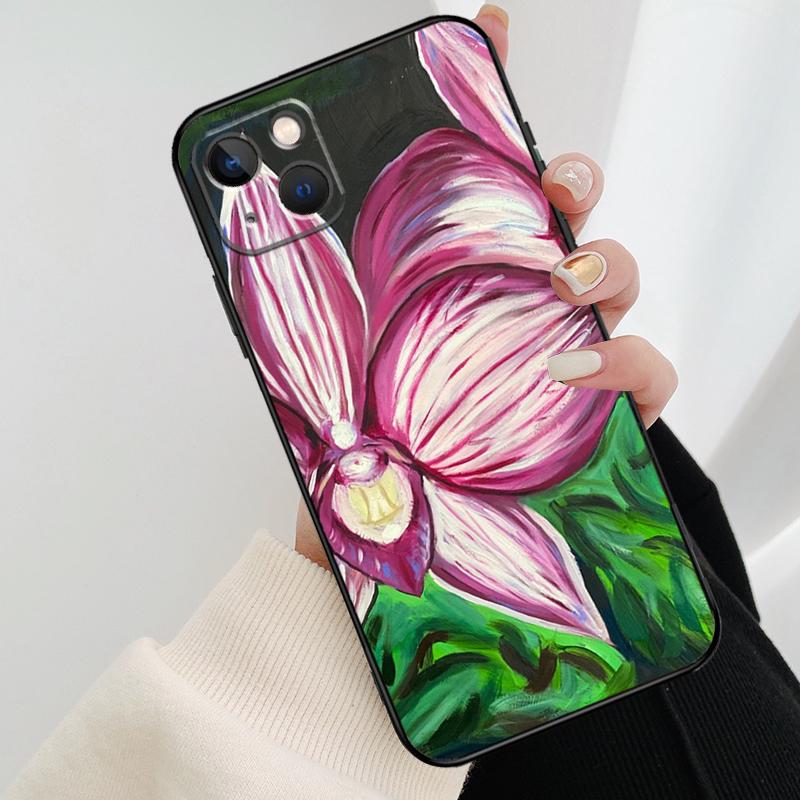 Orchid Flowers Colorful Phone Case For iPhone 17 Pro Max 14 13 12 11 15 16 Pro Max mini 15 16 Plus 16e 17 Air Cover