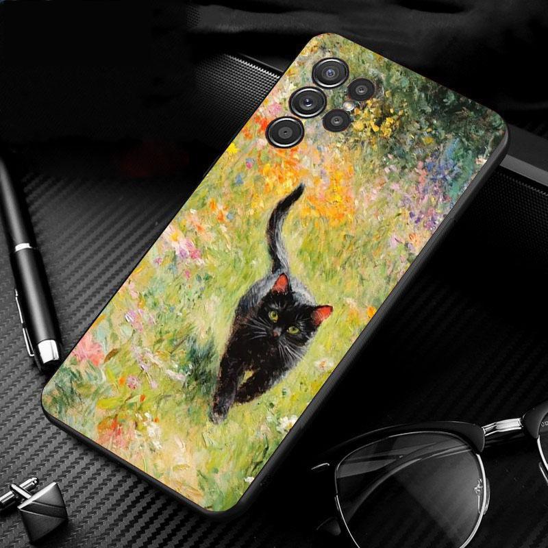 Cat Art Aesthetic Phone Case For Samsung Galaxy S26 S25 S24 S23 S22 Ultra S23 S22 S25 Plus S24FE S23FE S26Edge