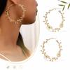 1 Pair Gold Plated Rose Flower Hoop Earring Metal Stud Hoop Earring  Women's Fashion Accessory