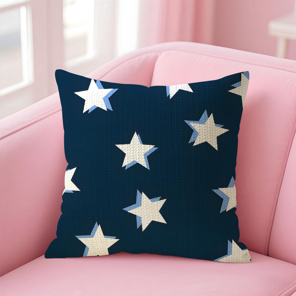 Stars Fashion Cushion Cover Natural Linen Pillow Case DoubleSided Print Decorative Sofa Pillowcase Home Decor Gift
