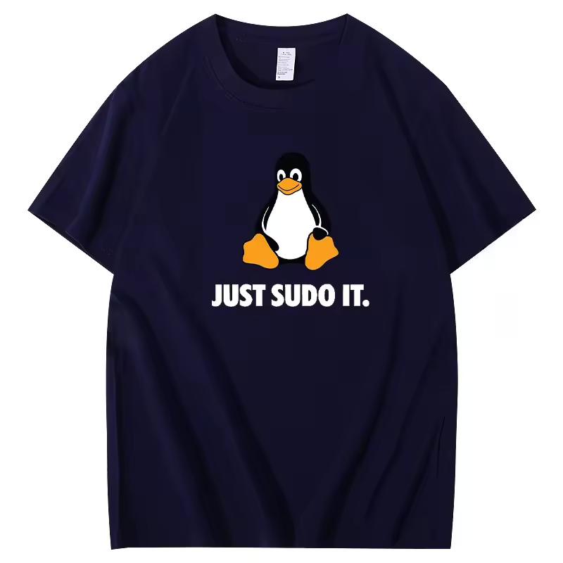 Just Sudo It TShirt Funny for Men women Linux Operating System Penguin Clothing Style Tops Short Sleeve T-Shirts Breathable Top