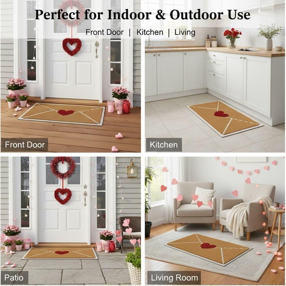 Creative Gift Non-Slip Valentine Rug Wear-Resistant Heart Design Door Mat Envelope Pattern Welcome Floor Mat