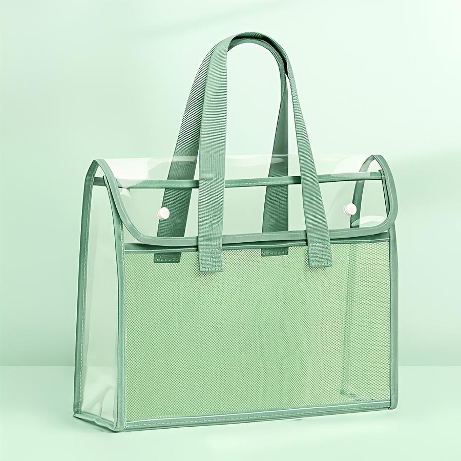 1 Large Capacity Portable Transparent Waterproof Hand-Held Folder Self-Adhesive File Pocket Office Supplies Expandable File Bags