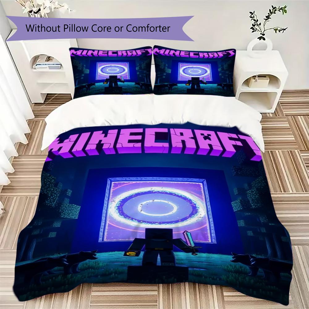Steve'S Minecraft Survival Adventure Bedding 1 Duvet Cover 2 Pillowcase Without Core Without Core Soft And Comfortable Bedding Set