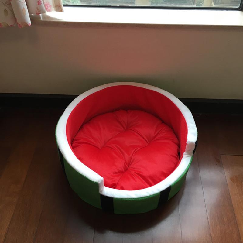 Cartoon Watermelon Shaped Kennel House for Cats Puppies Warm Dog Bed Mat Sofa Pet Cat Bed for Dogs Fruit Bed