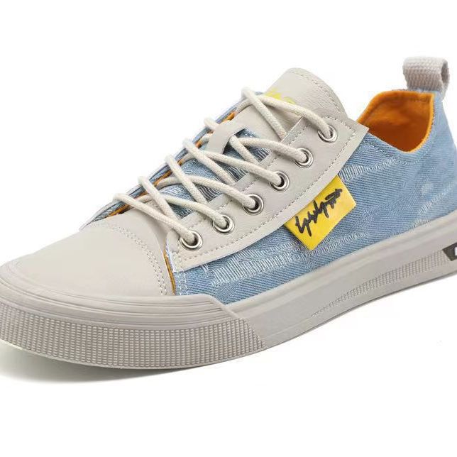 Men's Board Shoes Student 2025 Autumn New Men's Shoes Flat Bottom Trend Canvas Shoes Youth Sports Breathable Net Red Shoes