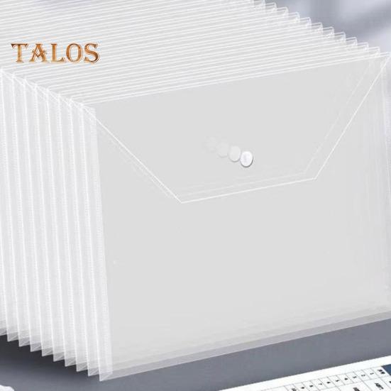 20Pcs Document Bag A4 Size Plastic Wrap Waterproof File Folders Translucent Snap Button Bright Color Scratch-resistant File Organizers