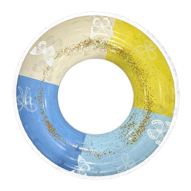 Macaron Color Sequins Butterfly Swim Ring Adult Thickened Inflatable Life Ring Cross Border Water Play Buoyancy Ring (as the picture,Model 70)