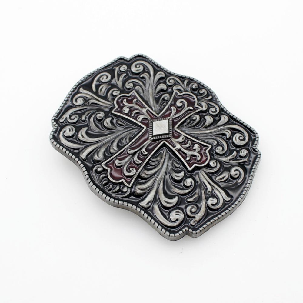 Western Denim Carved Belt Buckle Punk Cross Board Buckle Big Tree Leather Belt Buckle Ethnic Style Smooth Buckle