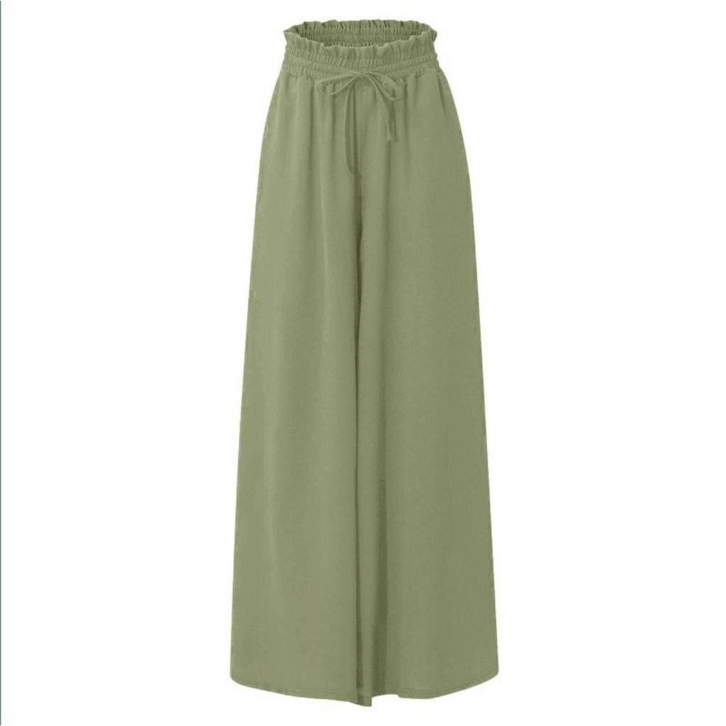 Summer New Women's Wide Leg Pants with Elastic Waistband, Wide Leg High Waist Long Skirt Pants