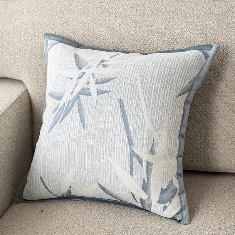 Luxuriöse Grau-Weiß Jacquard Kissenhülle Geometrische Blatt Muster Überwurf Kissenbezug Dekorativ für Sofa Couch Wohnzimmer Heimdekoration
