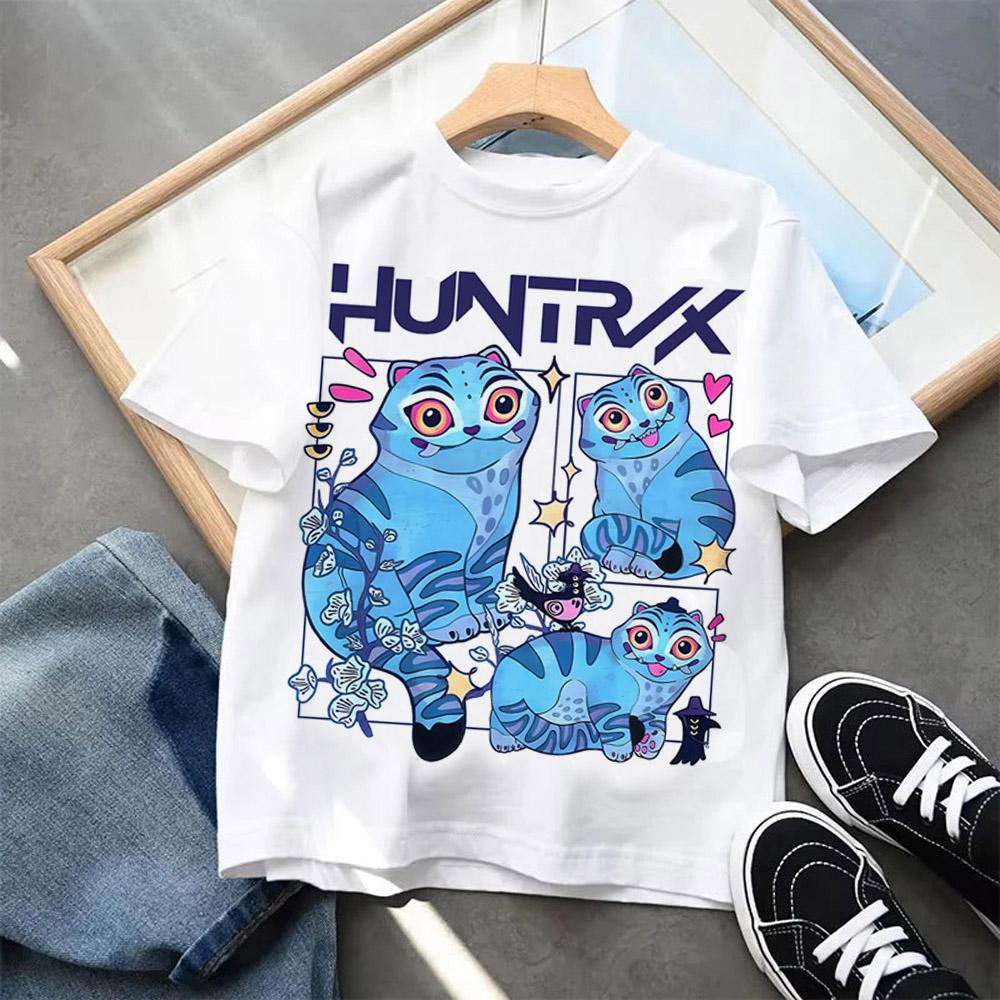Kpop Dämonenjäger Kinderkleidung Kurzarm T-Shirt Süßes Kpop Dämonenjäger T-Shirt Harajuku T-Shirt für Mädchen