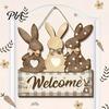 Outdoor Entrance Sign Wooden Welcome Sign, Rustic Door Hanging 2D Daisy Butterfly Print, Home Decoration Halloween Thanksgiving Easter Seasonal
