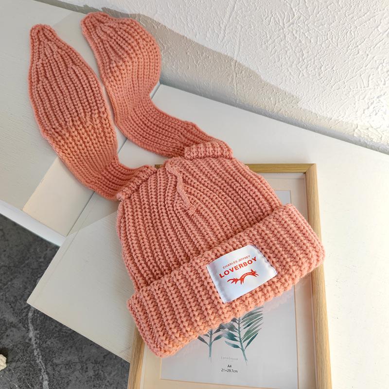 Women's Cute Korean Long-Eared Wool Rabbit Hat - Warm & Trendy for Autumn/Winter