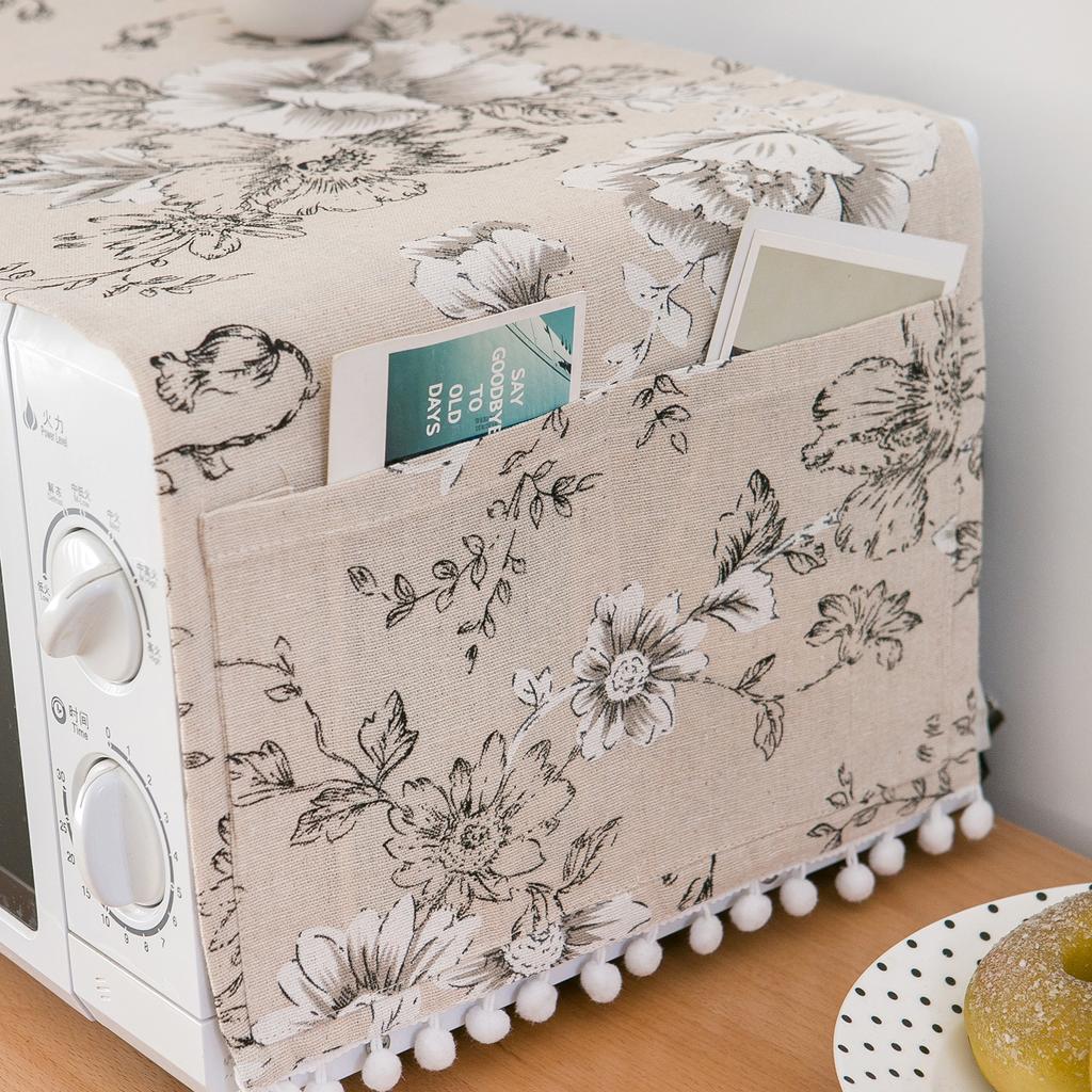 30x90cm Cotton Linen Microwave Oven Dust Cover Vintage Washing Machine Protective Dust Proof Hood Cover