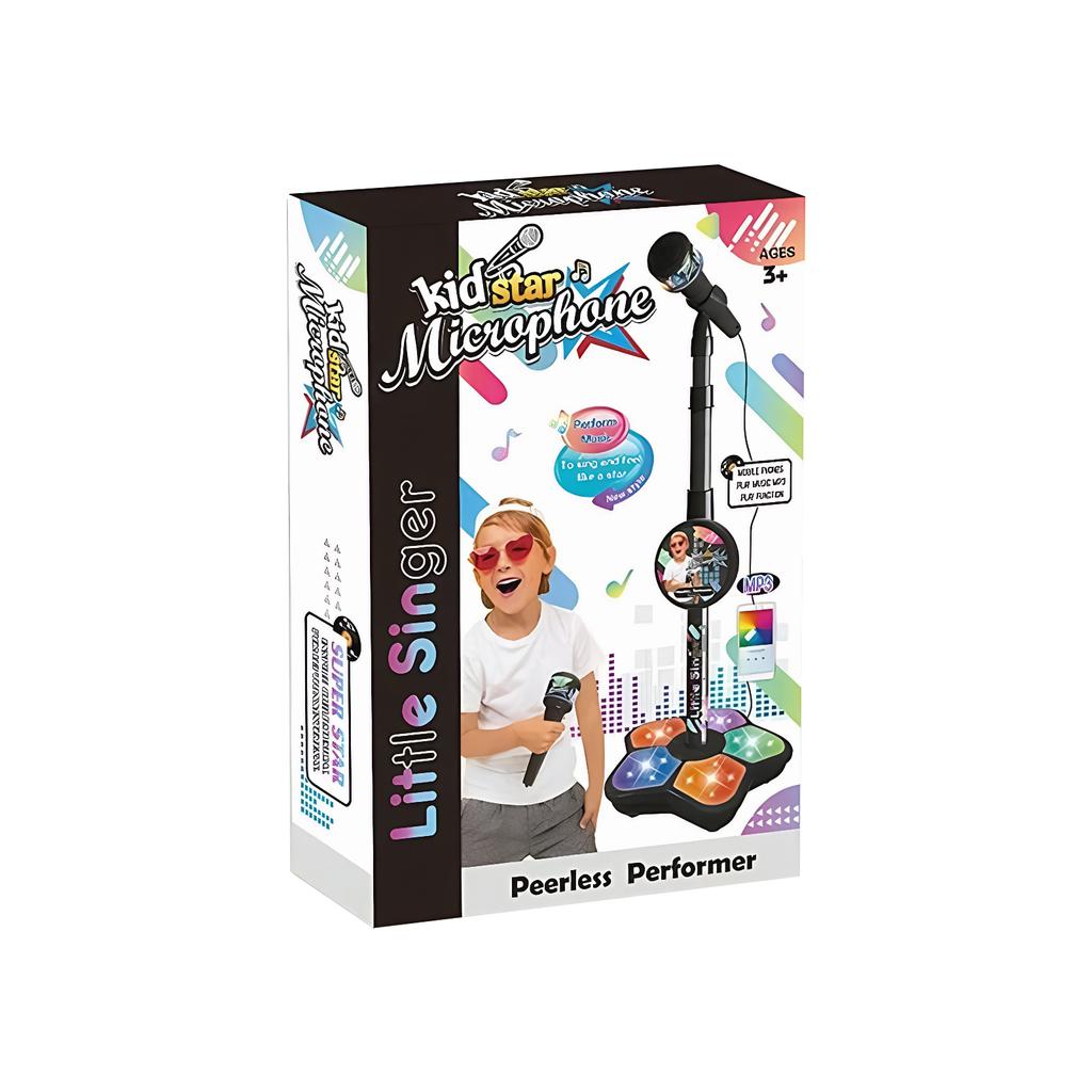 Toddler Microphone Stand with Adjustable Stand Singing Karaoke Machine with Music&Light Gift for Age 3+ Years Old Children