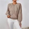 Autumn Winter Women's Knit Pullovers Solid Color Round Neck Long Sleeve Thread Solid Color Casual Sweater Tops