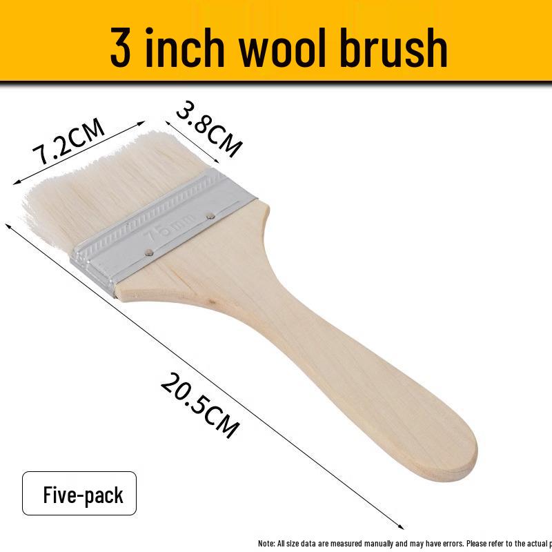 Soft Bristle Wool Brush - Non-Shedding Brush for Paint, Coating, Barbecue & Baking