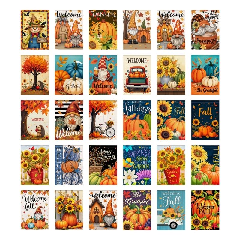 Easy Install Thanksgiving Yard Flag Fall Outdoor Decoration with Waterproof Sun Resistant Fabric Outdoor Hanging Flags