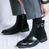 Men's High-Top Leather Boots Fashion Chelsea Ankle Boots Pointe Toe Business Dress Boots for Men Brand Casual Leather Boot Botas