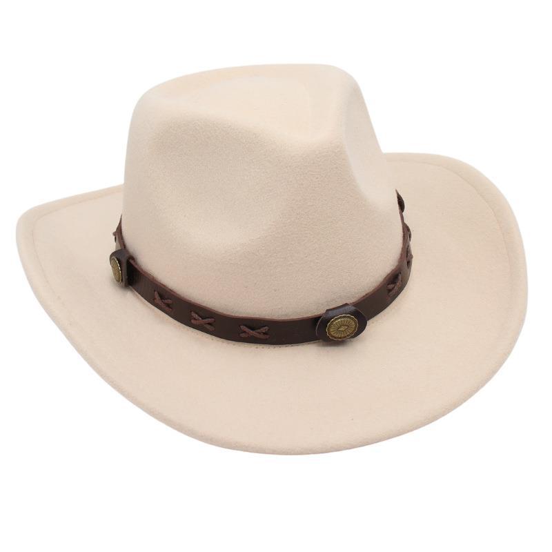 Metal Belt Top Hat Cowboy Hat Street Shot Jazz Hat Ancient Felt Hat Performance Antique Sun Hat Dance
