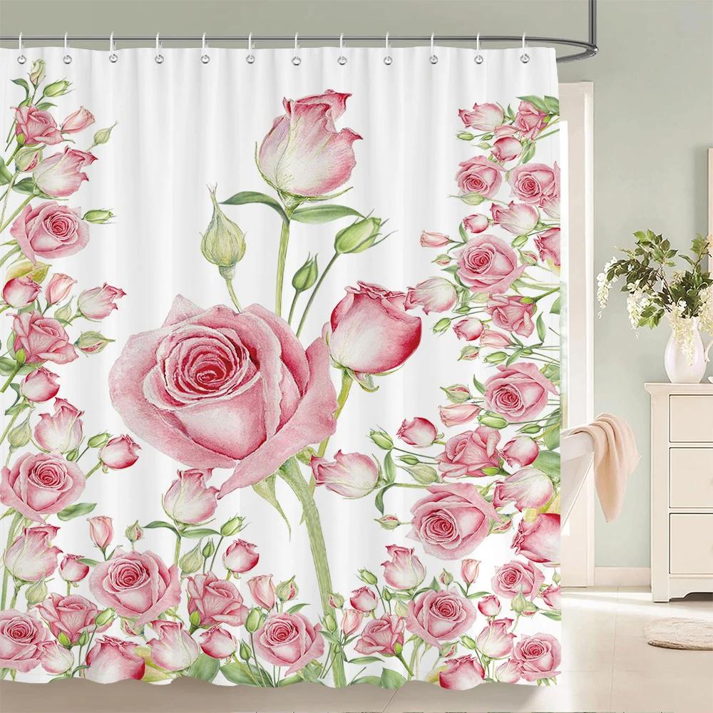 Flowers Pattern Shower Curtains Bath Curtain Waterproof Bathroom 3d Print Decor With Hooks Washable Fabric 180*180 Bath Screen