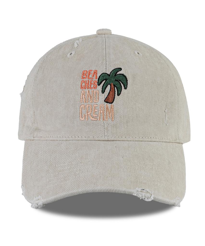 Bichiseuaenkeulim Palm Tree Pigment Damage Ball Cap-Light Beige