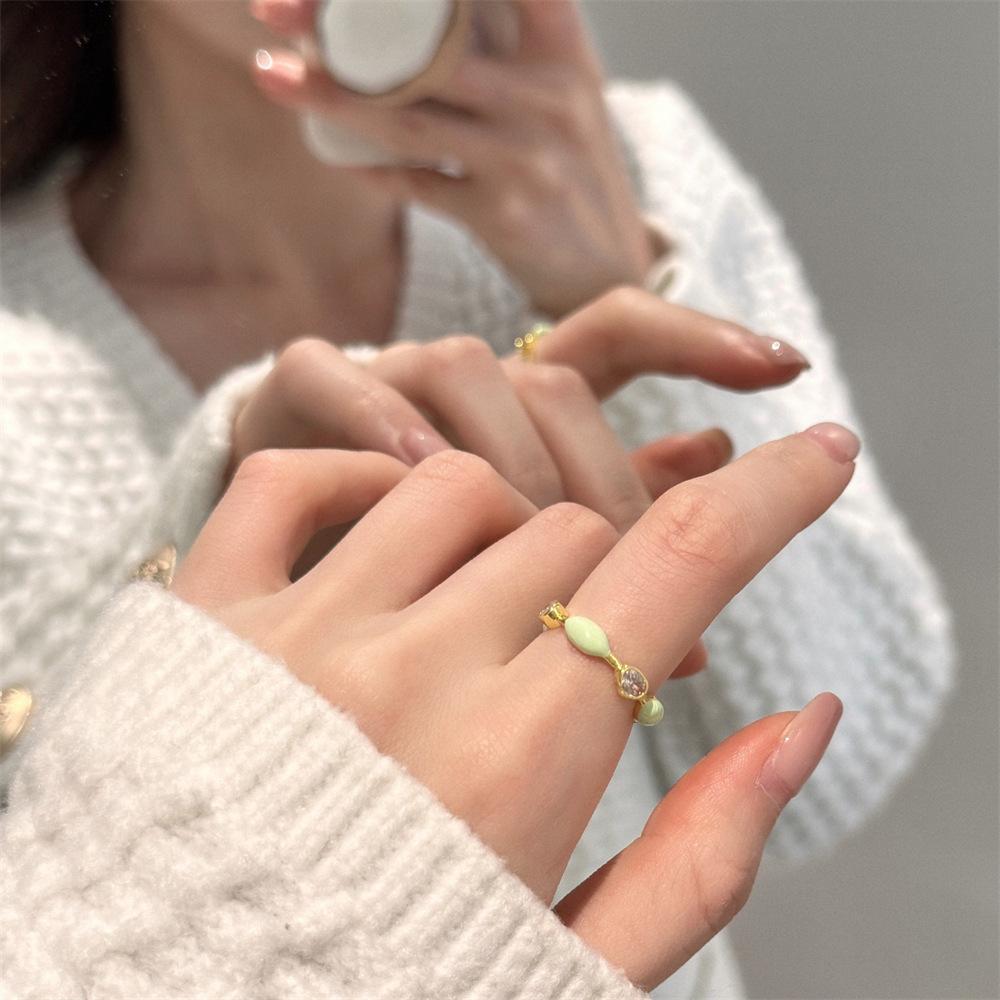 Color Enamel Fritillary Butterfly Ring Women's Open Index Finger Ring New Products