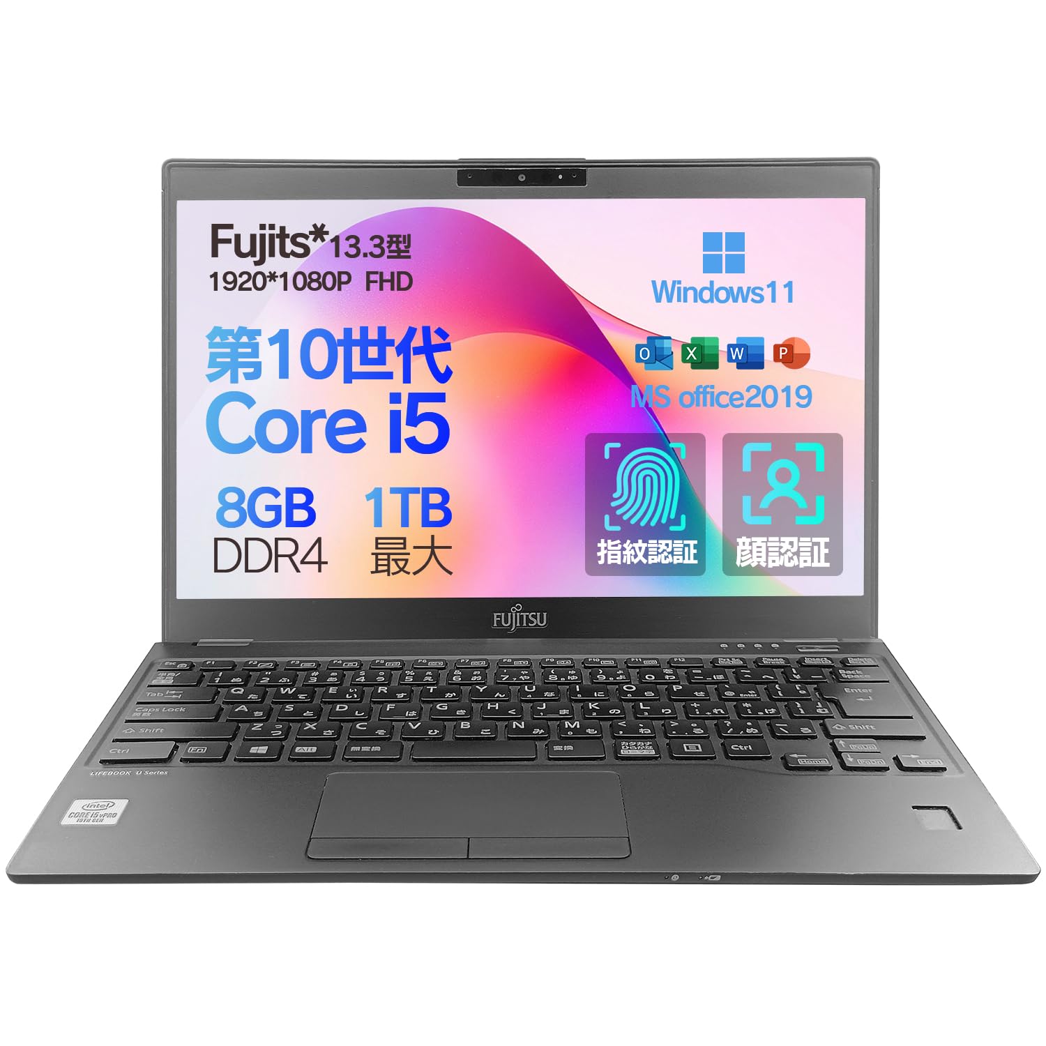 

Used Fujitsu LIFEBOOK U9310 10th Generation Core 1080p Lightweight Fingerprint and Face Backlit Keyboard with Japanese Windows 11 Office Mouse 8GB 1TB