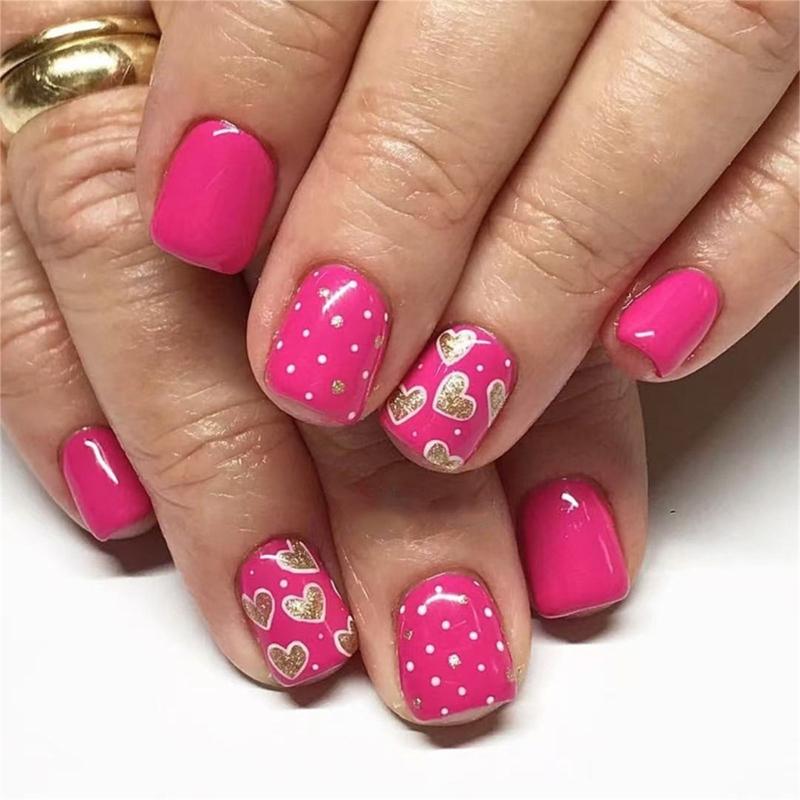 

Valentine Fake Nail Square Press on Nail Акрилові нігті Повне покриття Накладні нігті Stick on Nail Gloss Штучні нігті 12 розмірів 1
