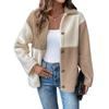 Women's Autumn and Winter Colour Blocking Retro Padded Lapel Thickened Jacket