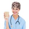 Rosa Leopard Muster Arbeitskappe mit Schweißband für Damen Herren Verstellbar Reinigungs Arbeitsmützen Krawallverschluss Hut Krankenschwester Chirurgische Kappen