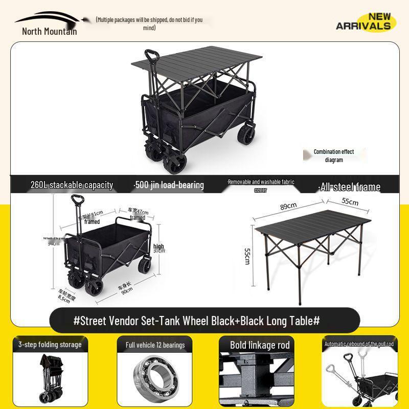 Faltbarer Outdoor-Camping-Handwagen und Picknick-Trolley