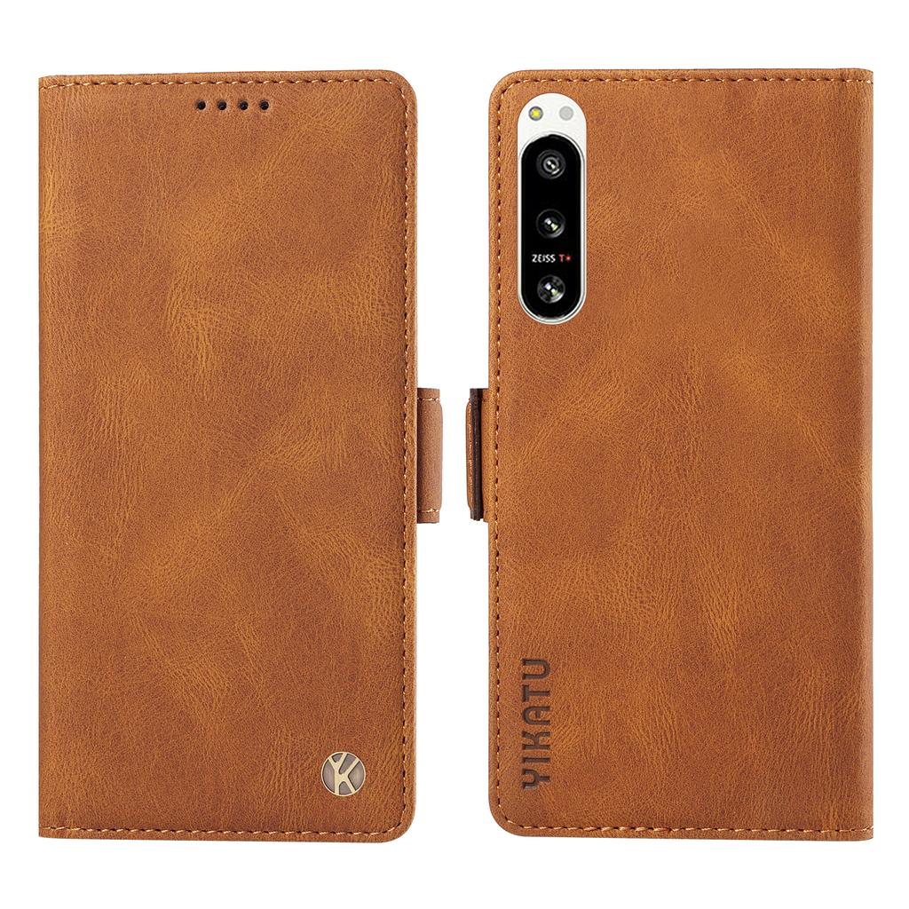 Brieftaschen-Handyhülle aus Nubuk-PU-Leder mit Kartenfächern und seitlicher Schnalle für Sony Xperia 10 IV, Xperia 1 IV, Xperia 5 IV, Xperia 1 V, Xperia 10 V, Xperia 1 III ...