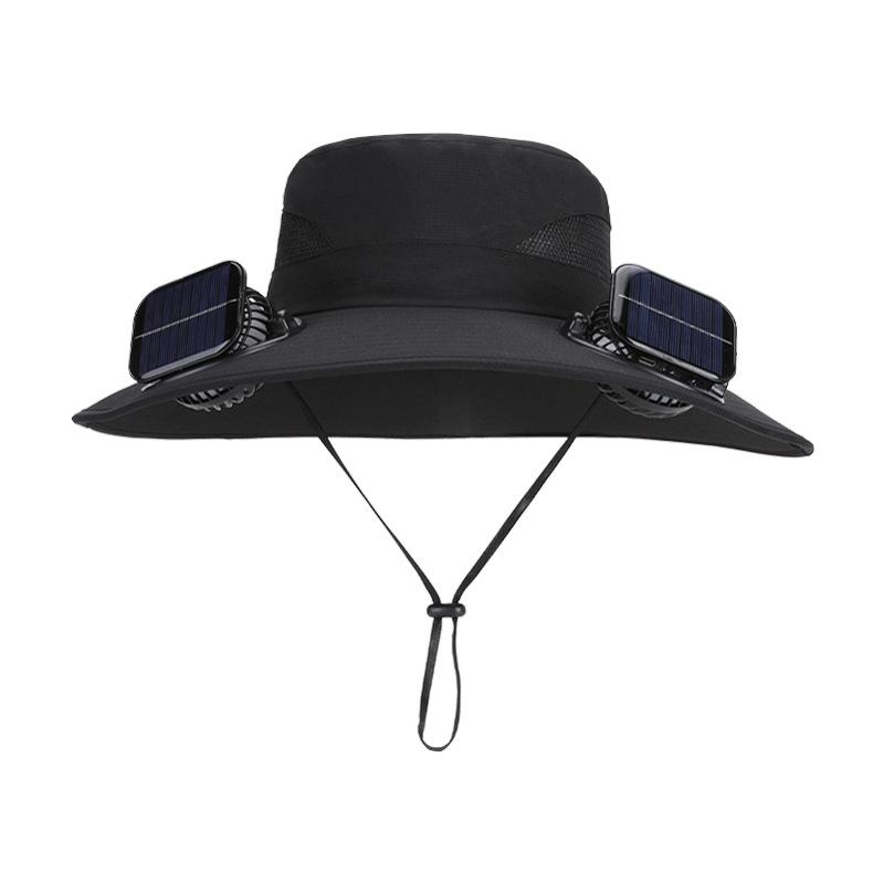 Solar double fan hat summer mountaineering fishing eaves breathable sun hat men's outdoor sun protection bucket hat