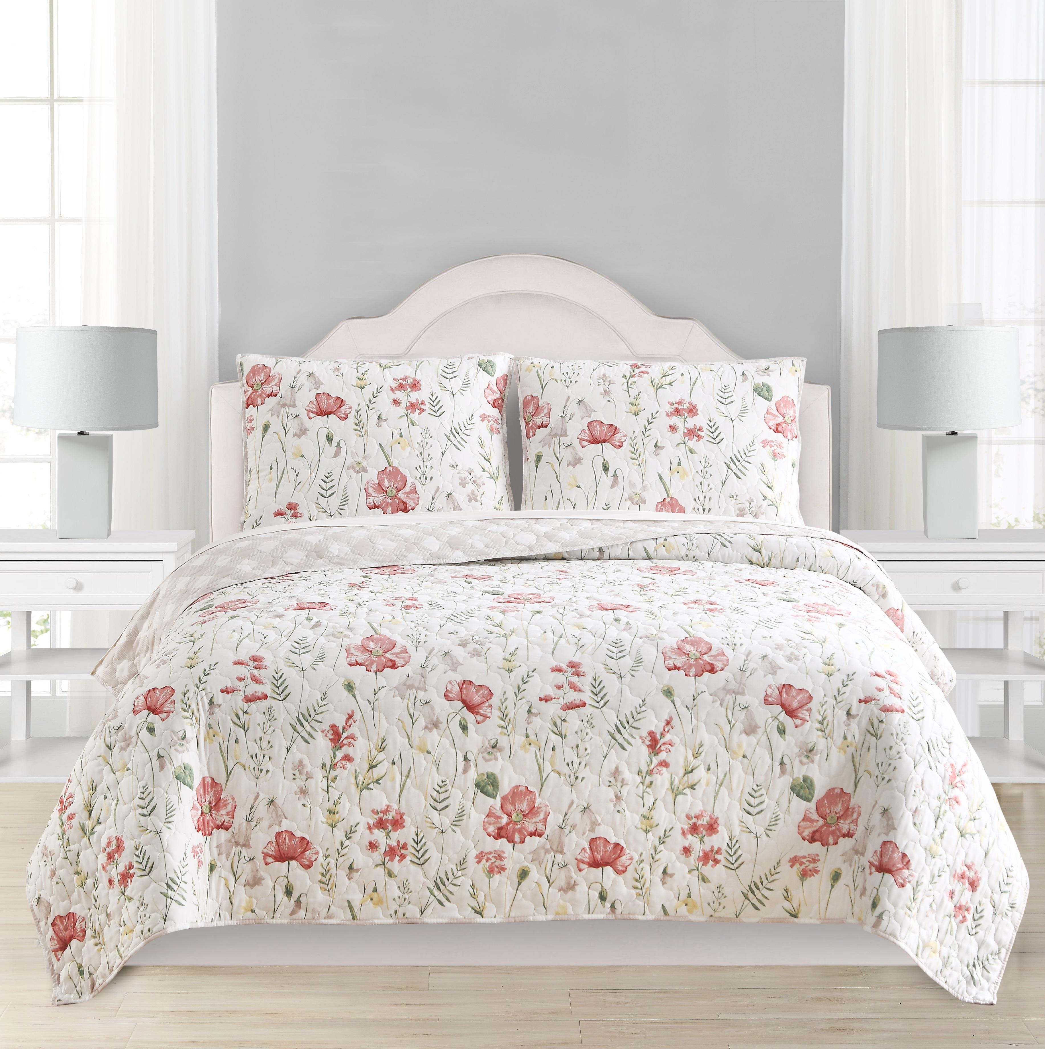Aoyatex High Quality Floral Design Quilt Set Fancy Bedspread Quilt Set for Home Use Twin