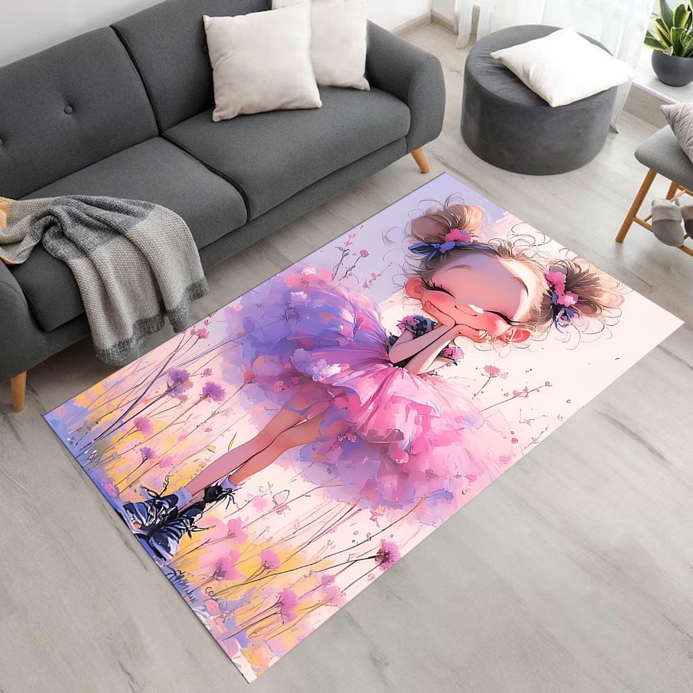 Floral Ballerina Dance Area Rug Perfect for Bedrooms Entryway Dormitory Hallway Anti-slip Rug Decorate Offices Perfect Gift for Women/Men