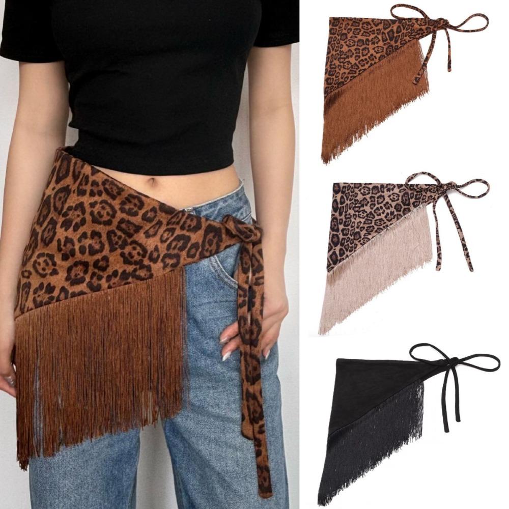 Jeans Decor Suede Leopard Print Belt Hip-hop Fur Triangle Belt  Waist Accessories