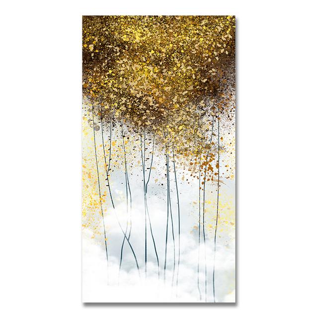 

AHPAINTING Картина на полотні Настінне мистецтво Nordic Golden Leaf Trees Плакат Куадрос Настінне зображення для домашнього декору вітальні без рамки 20cm×40cm NoFrame