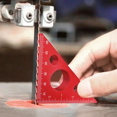1 righello ad angolo retto, righello triangolare in alluminio con scale imperiali e metriche, strumento di misurazione dell'altezza per squadra da carpentiere