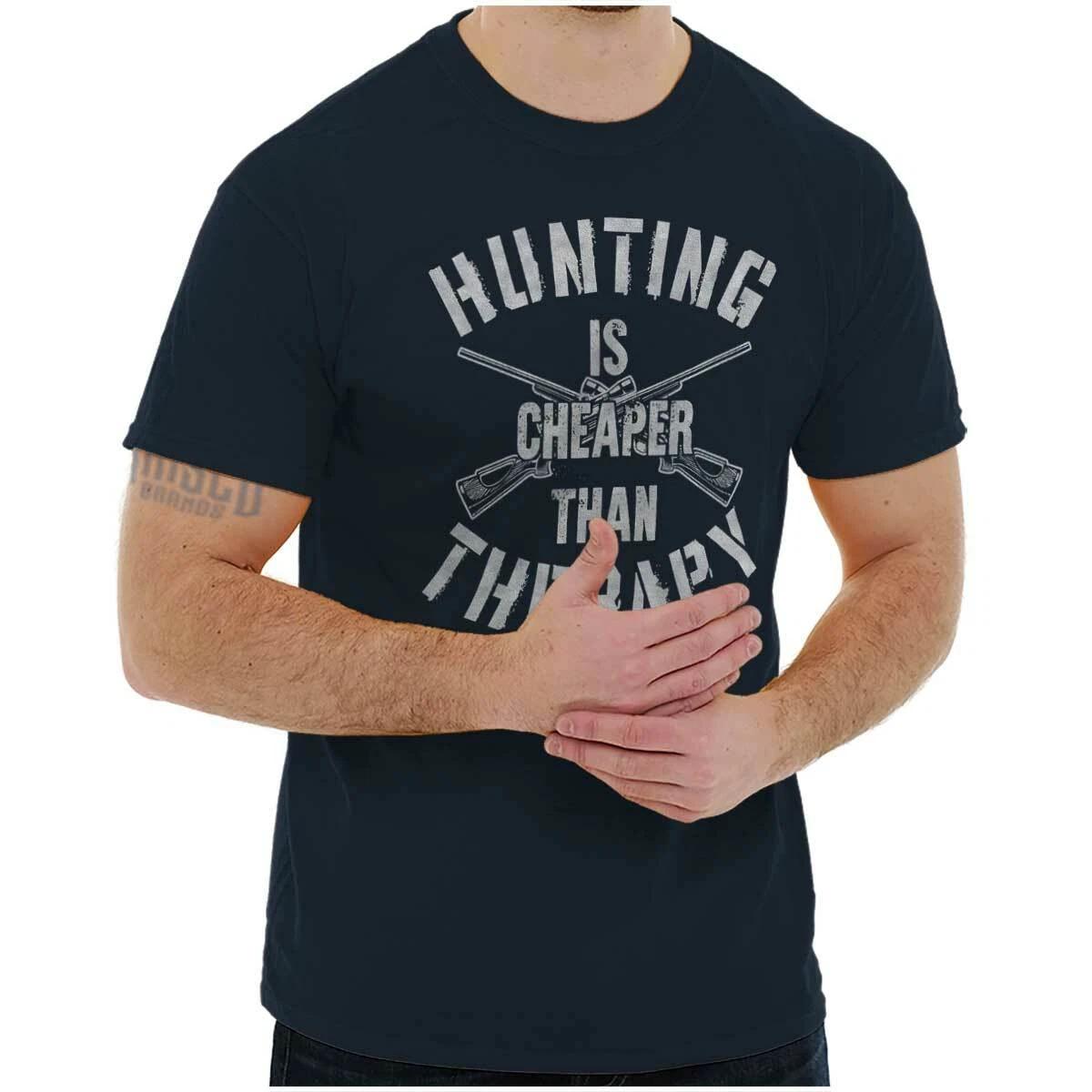 Hunting Cheaper Than Therapy Funny Hunter Womens or Mens Crewneck T Shirt Tee M