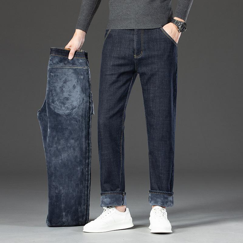 Winter gefütterte und verdickte warme Jeans Herren bequeme hautfreundliche Mode urbane Mode vielseitige Denimhose