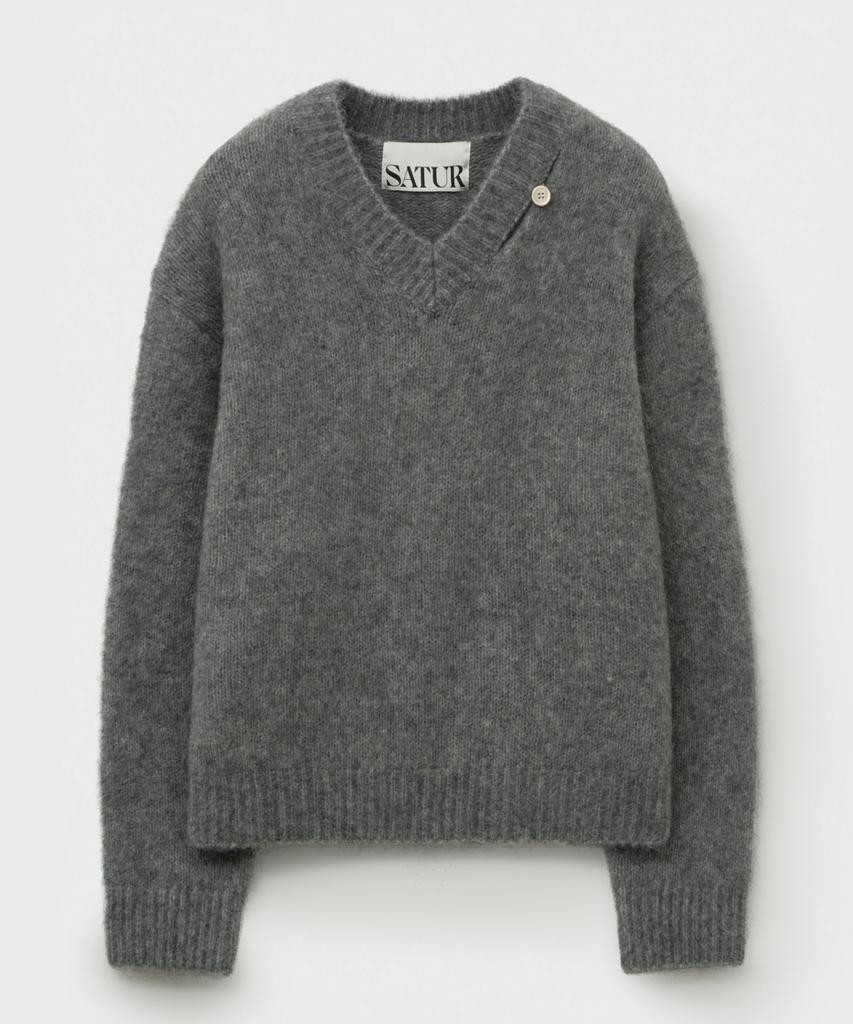 Seteo Two-Tone Mohair Blend Knit Melange Gray