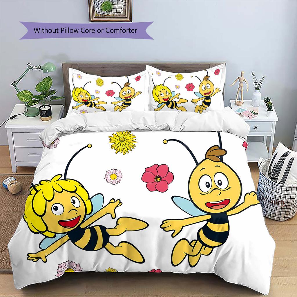 La Abeja Maya Pattern Bedding,Quilt Set Quilt Cover Pillowcase Home Birthday Gift(1 * duvet cover + 2 * pillowcase, without core)