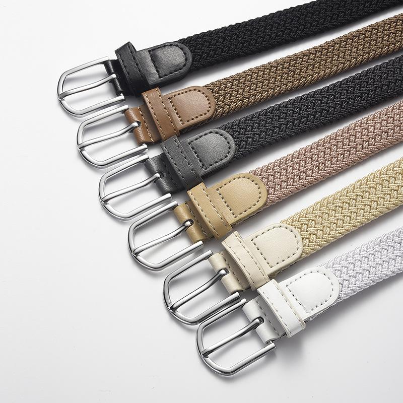 Unisex Elastic Stretch Canvas Belt - Korean Style Versatile Woven Waist Belt for Men and Women