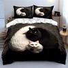 Black and White Cat Decor Soft Skin-Friendly Bedding Set Includes 1 Duvet Cover And 2 Pillowcase Gift