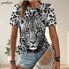 2025 Neues 3D-Tiger-Print Lockeres Damen-T-Shirt Sommer Lässiges Damen-Mode-T-Shirt Outdoor Neues Streetwear Damen Kurzarm-Oberteil