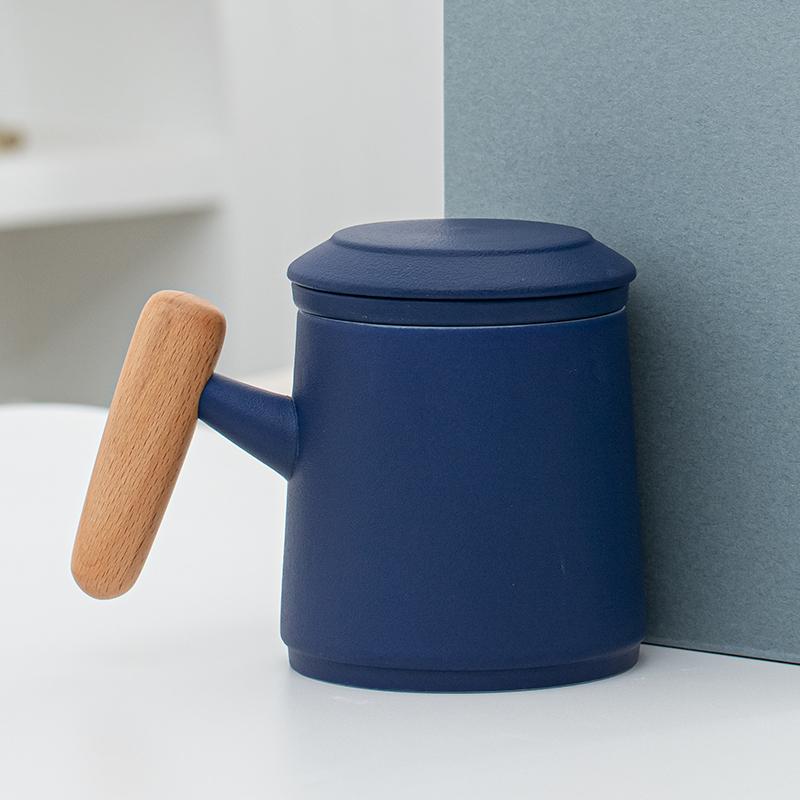 450ml Ceramic Mug Household Water Separation Cup Office Covered Filter Cup Tea Steeping Cup Drinking Utensils Teaset Accessories